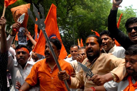 Bajrang Dal Protest against UP govt's crackdown on 84-kosi yatra at New Delhi on August 26, 2013. Pic: Sanjay Rawat